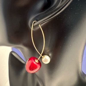 Faux Pearl and Cherry Earrings